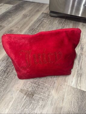 Juicy Couture Red Velvet Rhinestone Logo Cosmetic Bag